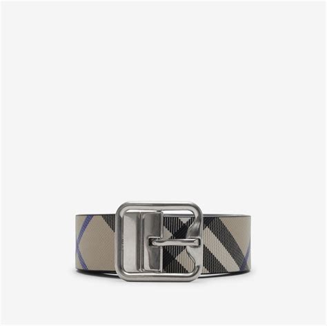 Reversible Check B Buckle Belt in Lichen/slate/silver 